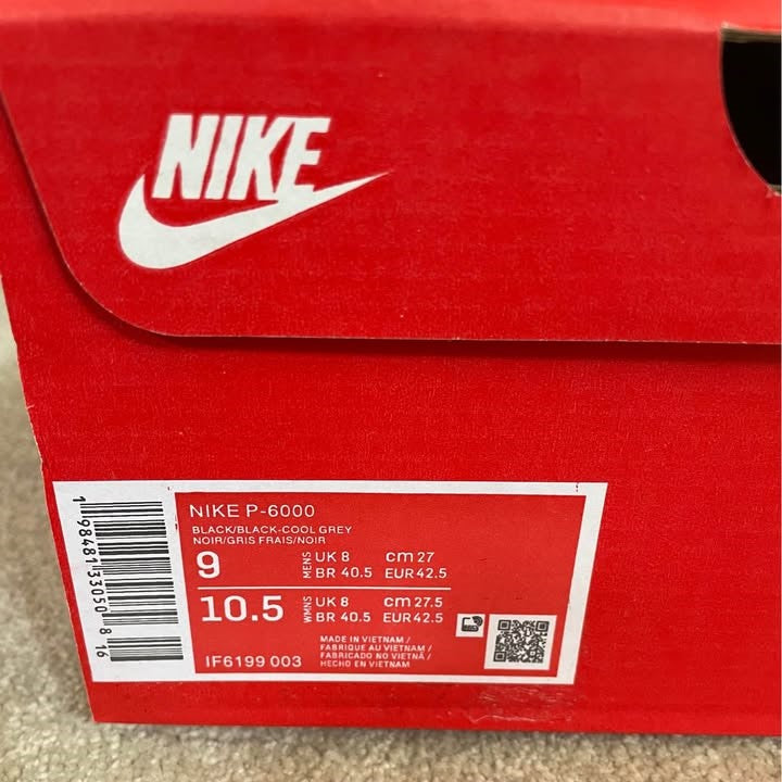 Nike P-6000 “Black/Cool Grey” – Size 9 – Excellent Pre-Loved Condition